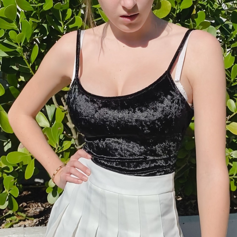 Brandy Melville black crushed velvet bodysuit